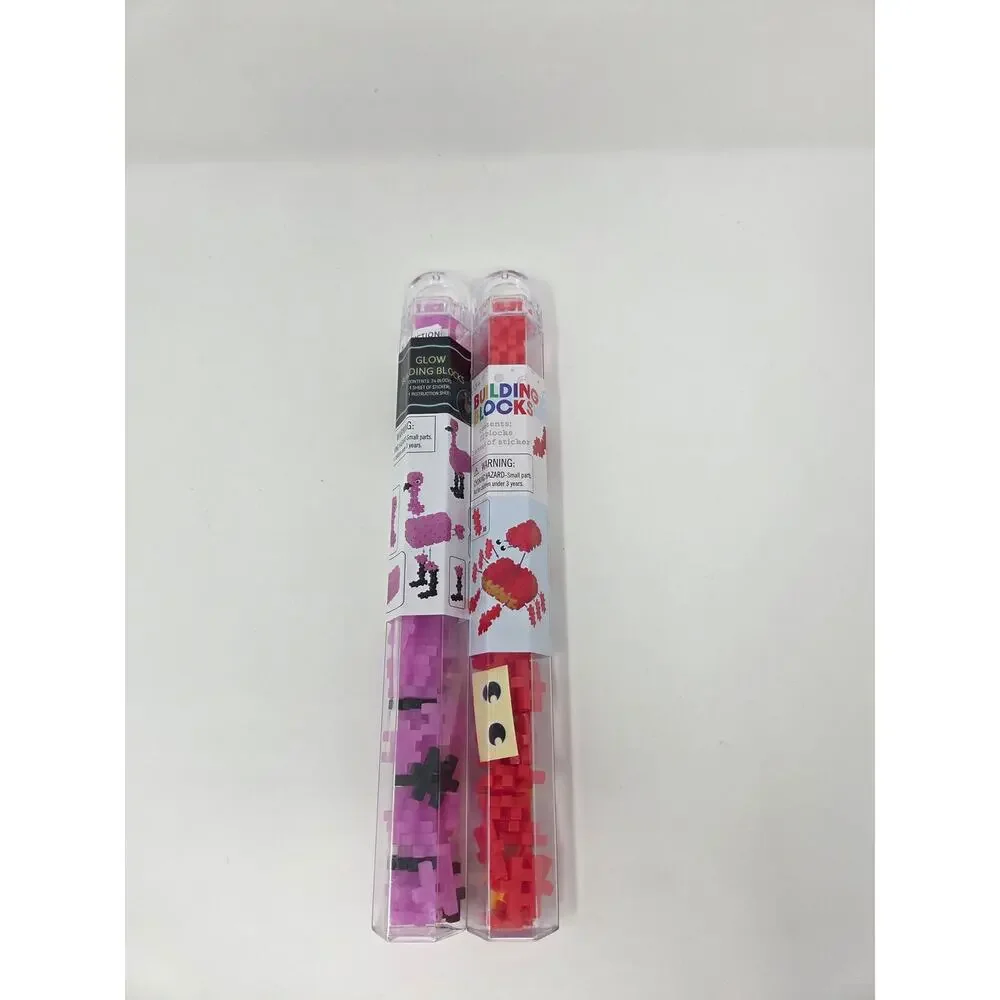 Pink Glow In Dark Flamingo and Crab Hashtag Building Blocks